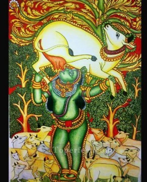 ラダ・クリシュナ Painting - インド牛のカンナン